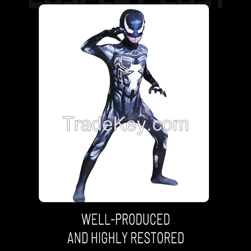 Venom suit Boy's onesie Halloween costume anime costume Venom tights children's long sleeves