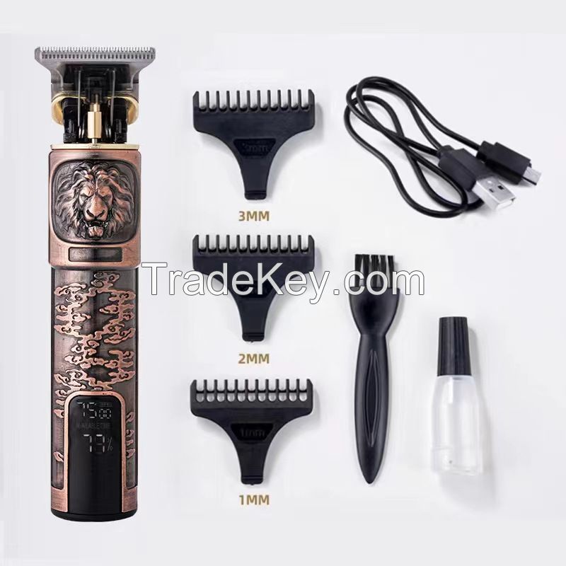 High quality charge and plug large capacity lithium electric shear  Bald head gradient Intelligent control T9 hair clipper