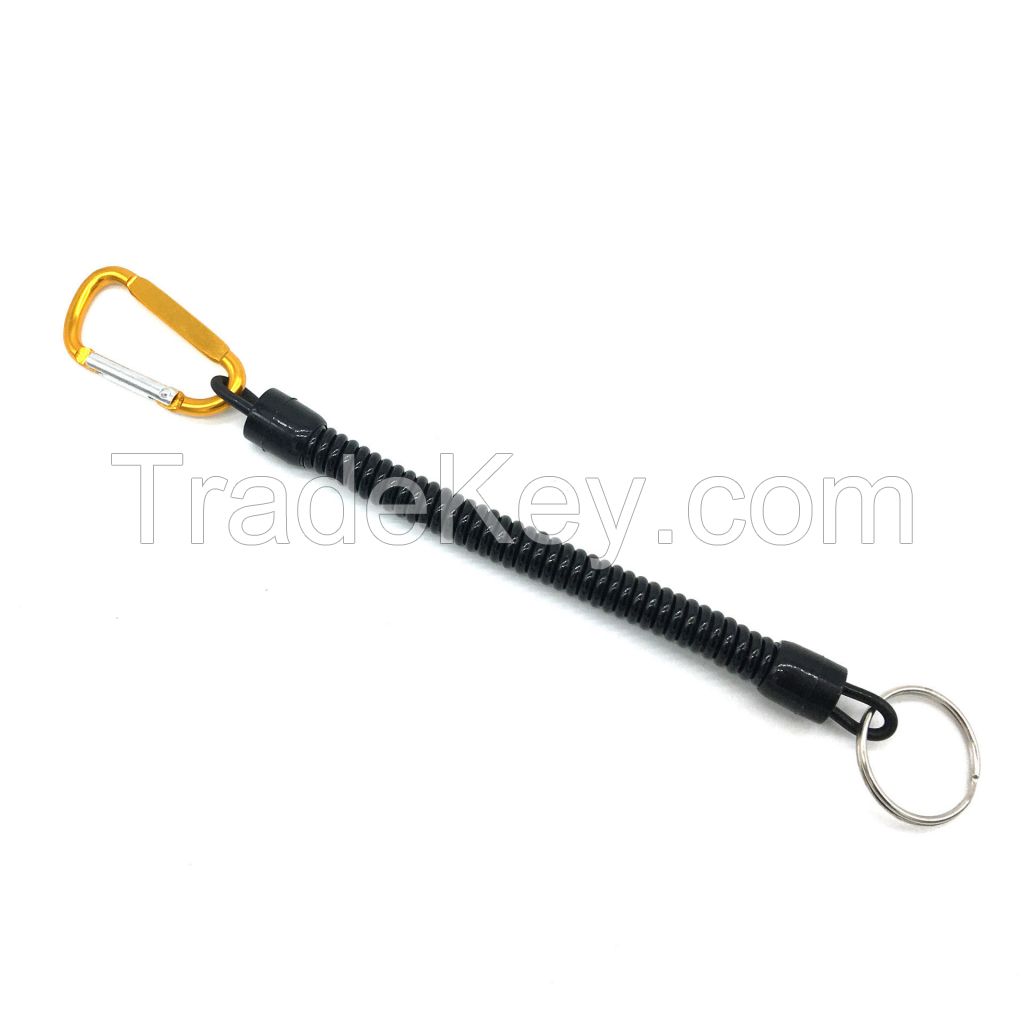 Climbing Button Carabiner Anti-Lost Spring Rope Multi-Function Tool Fishing Gear Protective Rod Connecting Rope for Fishing Rod