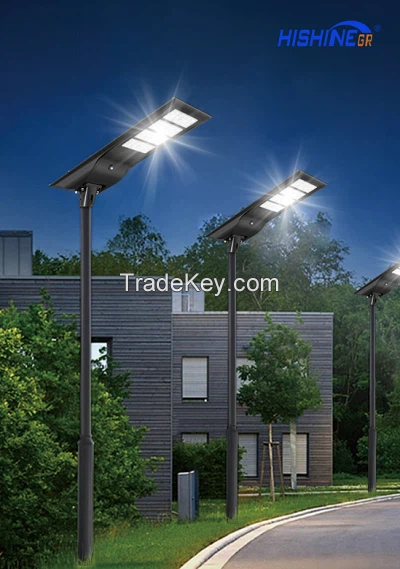 Hishine Group Factory End Price 100W All in One Solar Power LED Street Road Lighting Lamp Outdoor Integrated