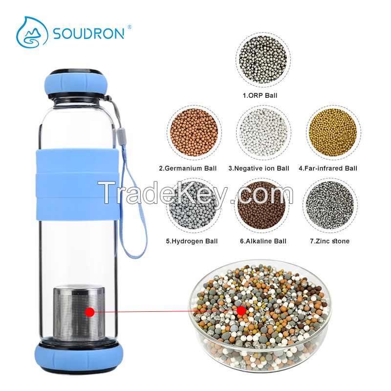 Hydrogen water bottle Alkaline glass ionized Water Bottle