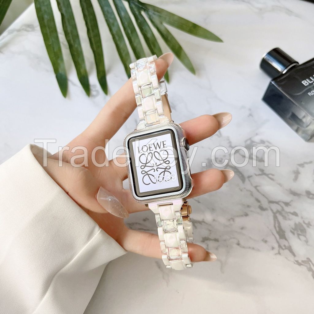 Laser Slim Clear Strap PC Acrylic Smart Watch Band Replacement Bracelet for Apple Watches Samsung Watches