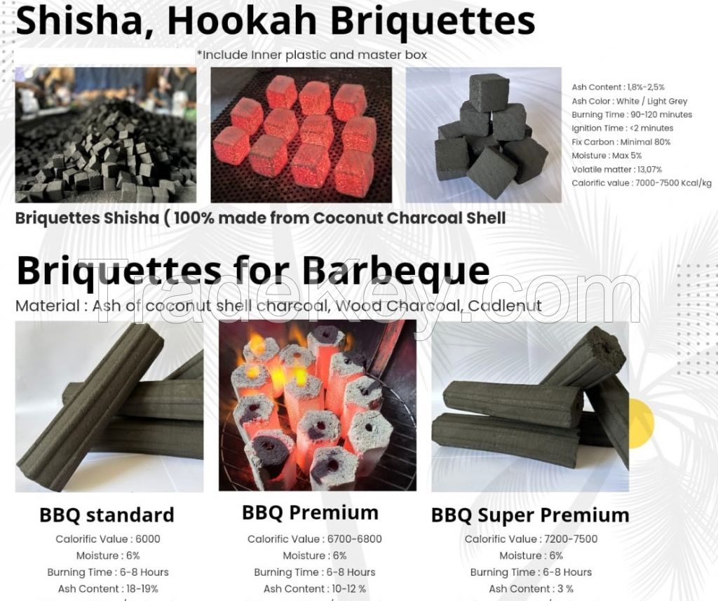 Coconut shell charcoal briquettes