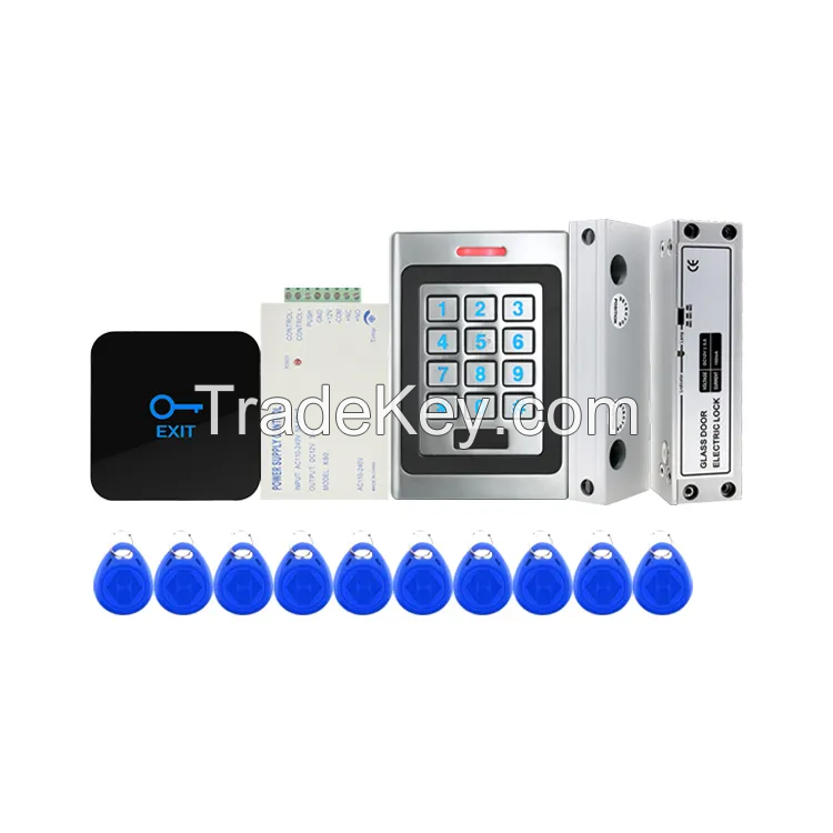 Access Control RFID Magnetic Lock 12V Power Supply Exit Button Full Set Access Control Kit Door Entry System