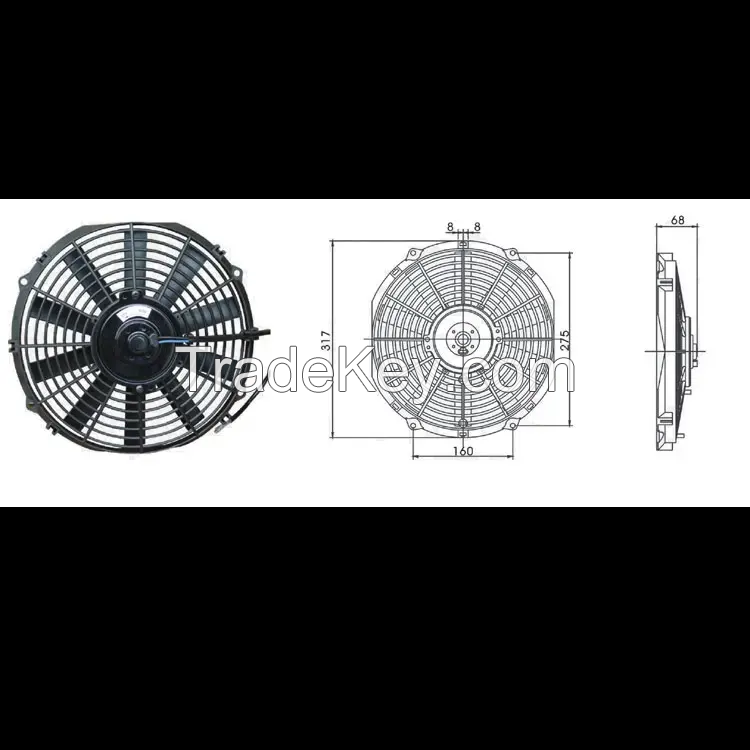 12 inch Straight Blade Universal Auto AC Electric Cooling Fan Car Fan For Radiator
