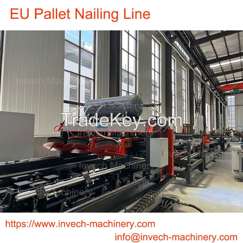 Eu Standard Pallet Nailing Line Wood Pallet Assembly Line