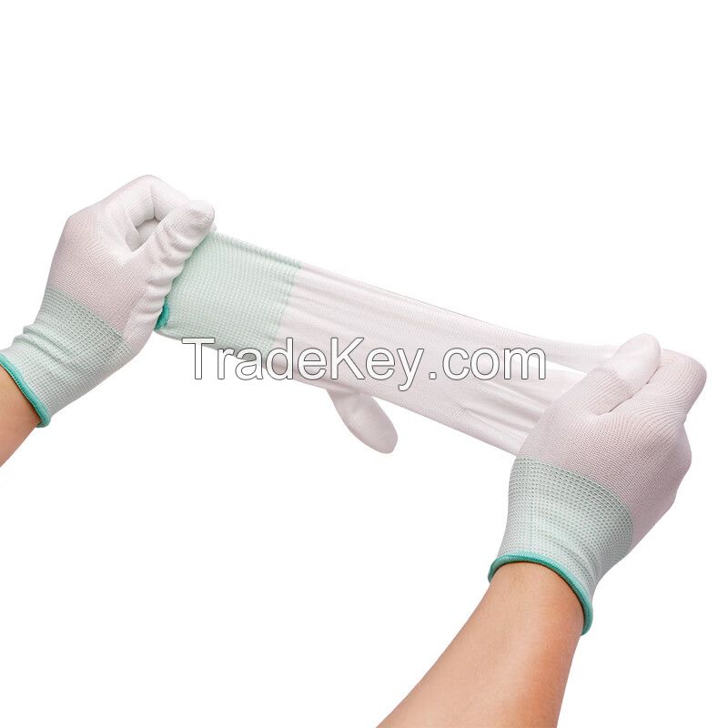 PU polyester coated palm and finger gloves