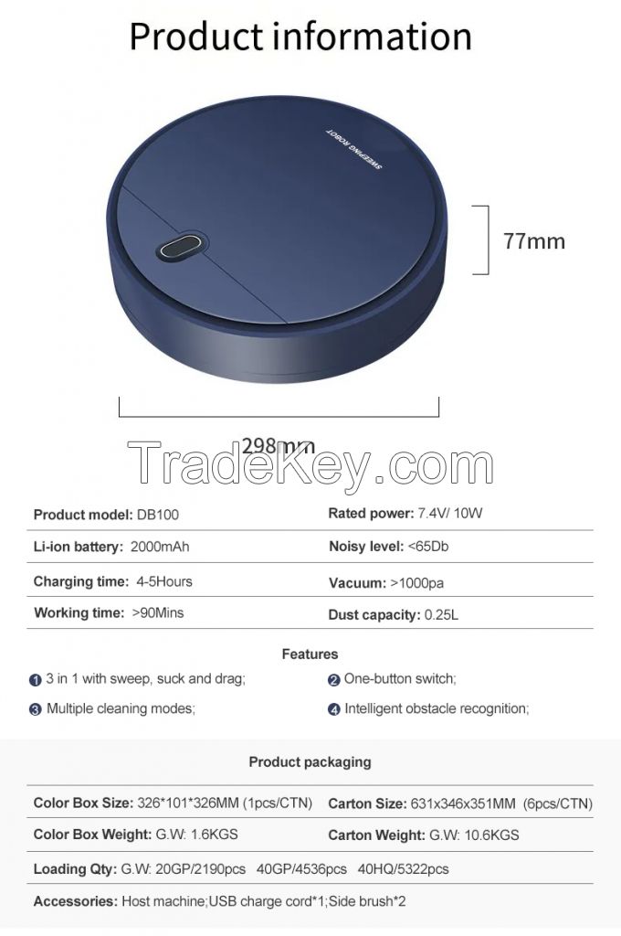 DB100 automatic vacuum cleaner robot vacuum cleaner