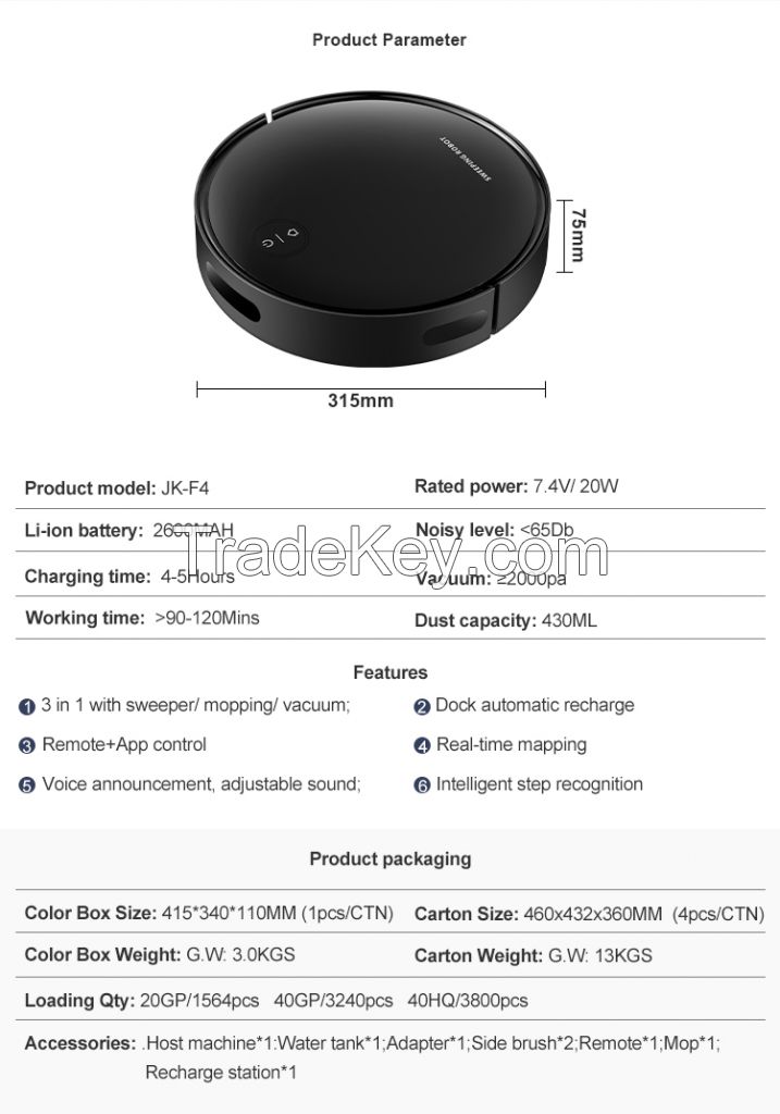 F4 Intelligent Cleaning multifunctional robot vacuum cleaner