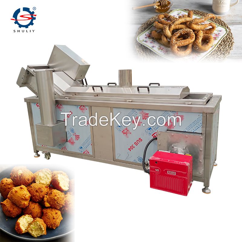 Automatic Continuous Tofu Fried sausage frying  French fries fried chicken Deep Fryer Frying Machine