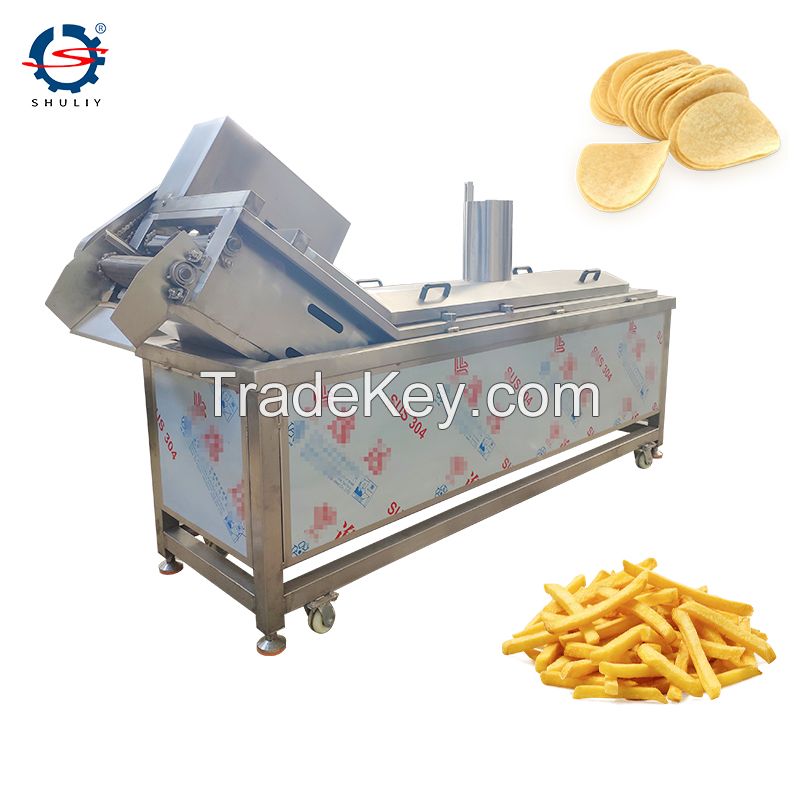 mesh belt conveyor oil frying machine for snacks food 
