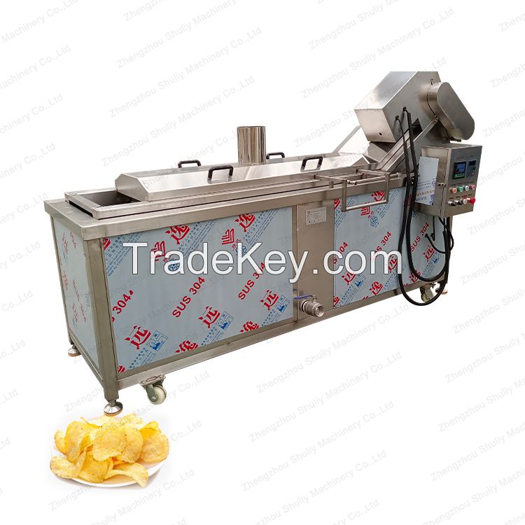 continuous frying machine potato chips fryer with gas heating
