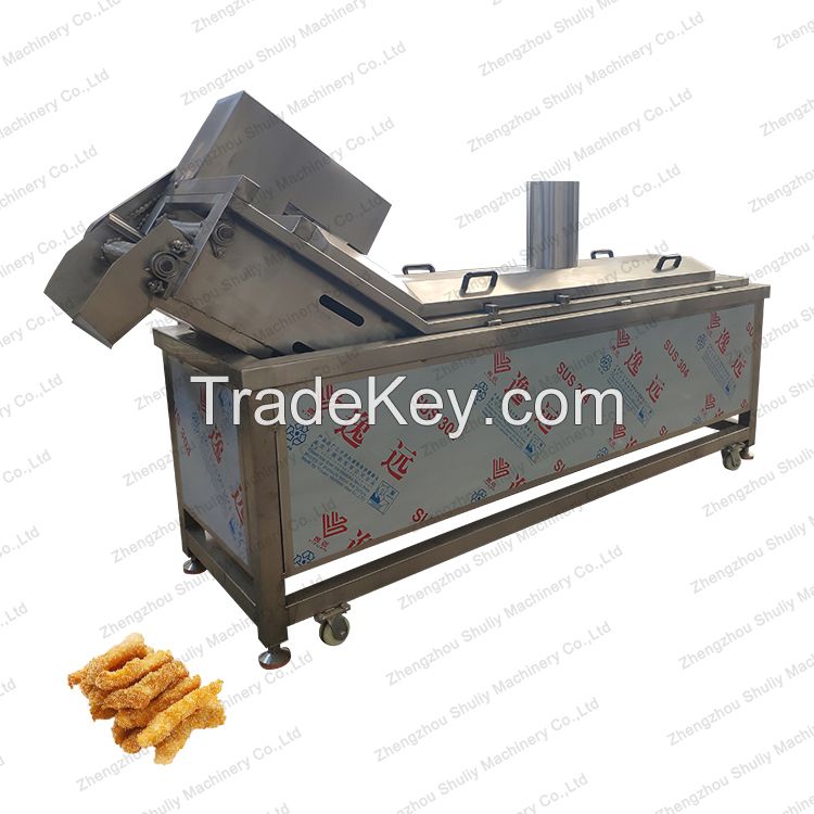 continuous frying machine potato chips fryer with gas heating