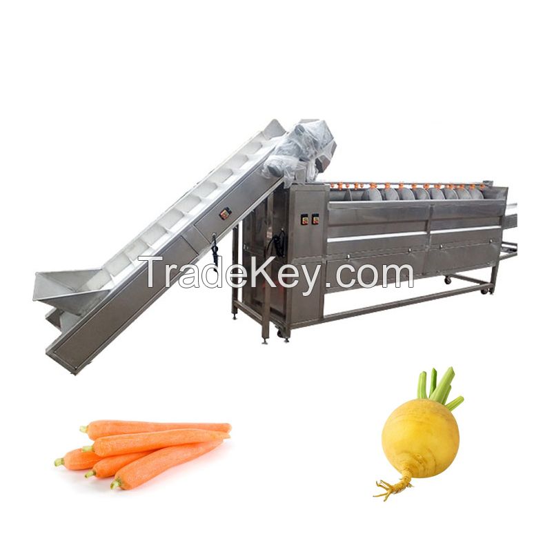 1-2T/H Brush Type Root Vegetable Washing Machine Carrot Washer Machine