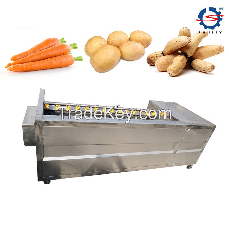 Potato Washing and Peeling Machine Industrial Vegetable Fruit Brush Roller Peeling Machine