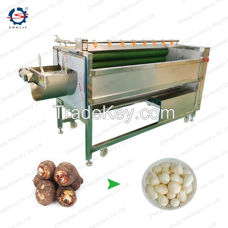 This industrial used brush roller potato washing peeling machine is made of food grade SUS 304 stainless steel