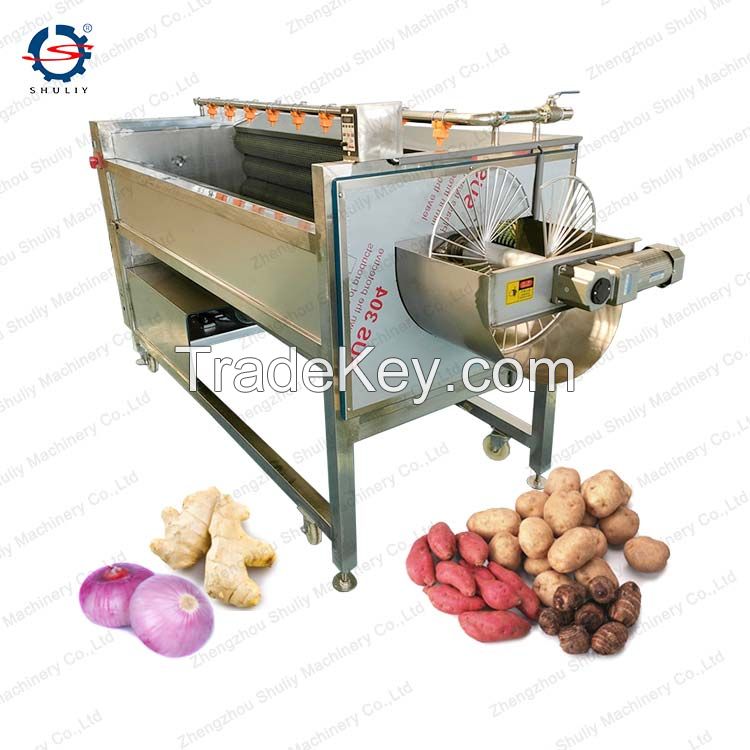 Brush Roller Cleaning and Peeling Machine Potato Vegetable Fruit Peeling Machine