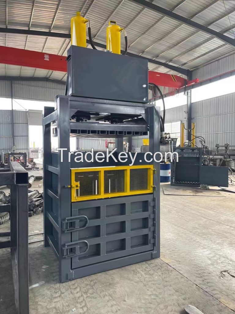 Double cylinder 60T Vertical hydraulic baler for paper cardboard plastic