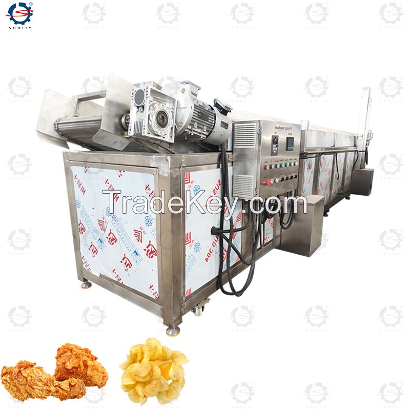 Automatic Continuous Frying Machine French fries fried chicken Deep Fryer Stainless Steeel