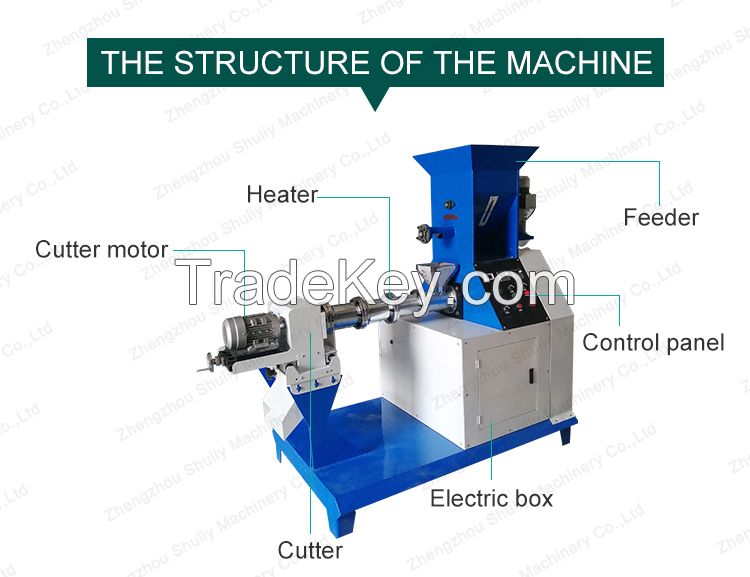 Floating fish feed pet food pellet extruder machine