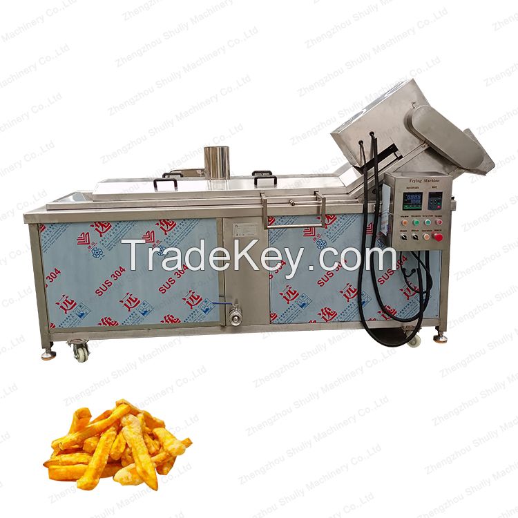 Food grade 304sus continuous frozen fries fryer puffed snack frying machine potato chips frying machine