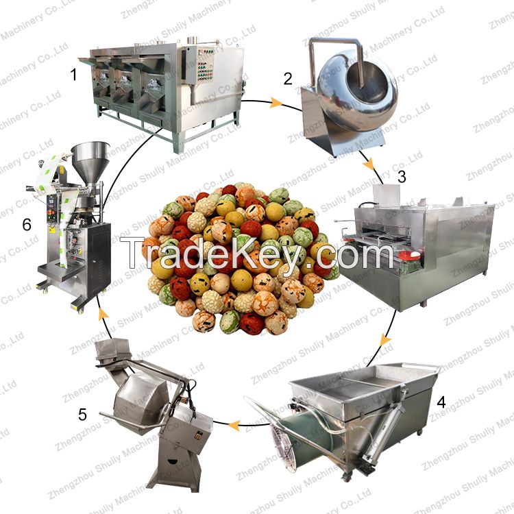 100kg/h Coated Peanuts cashew donuts almond Roasting Production Line