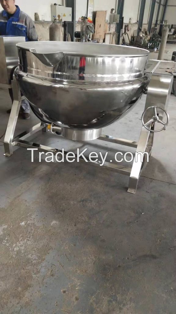 high quality Industrial Steam Jacketed Kettle electric jacketed cooking mixer machine jacketed boiling pan with mixer