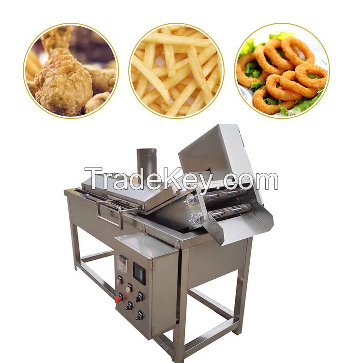 Manufacturer stainless steel belt conveyor automatic continuous fryer frying machine