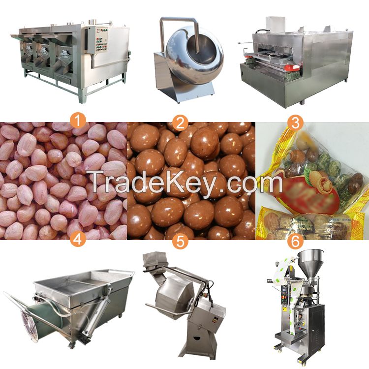 Industrial Sesame Coated Peanut Cashew Nuts Walnuts Almond Roasting Processing Machine