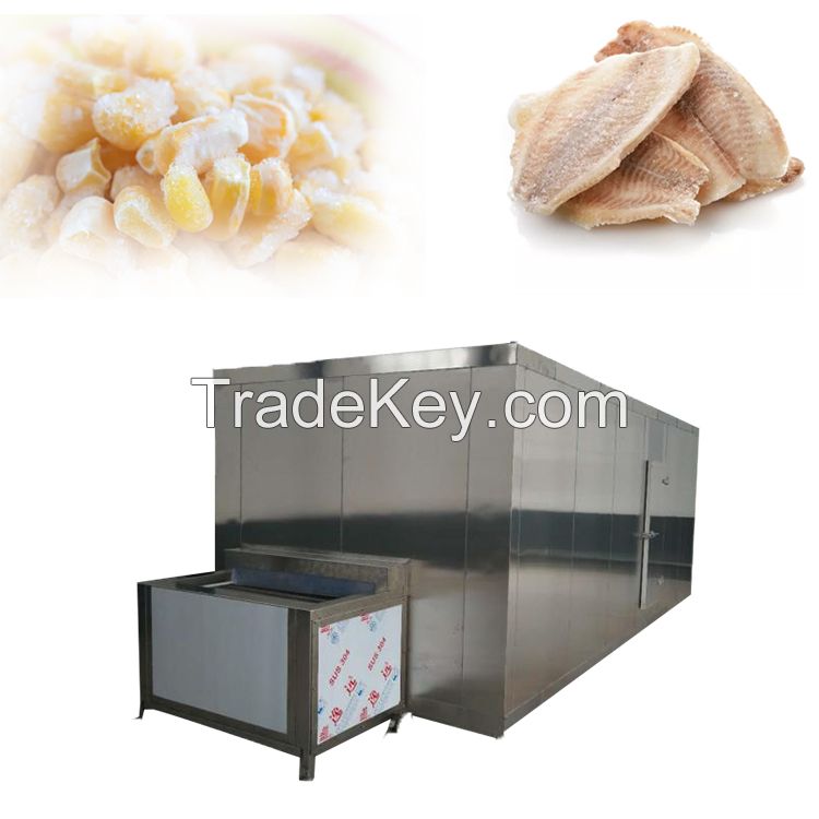 Seafood Meat Poultry Freezing Conveyor Quick Freeze Machine Supplier IQF Tunnel Freezer