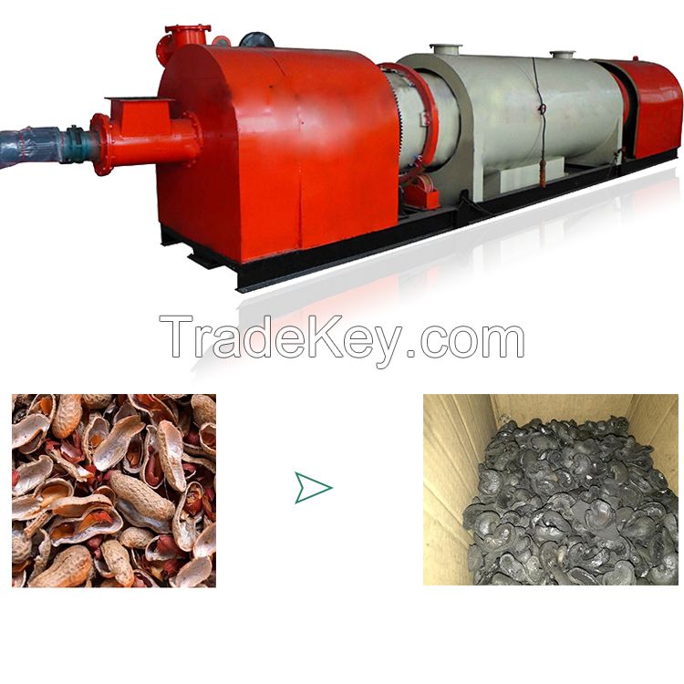 coconut shell continuous rotary drum wood charcoal carbonization furnace