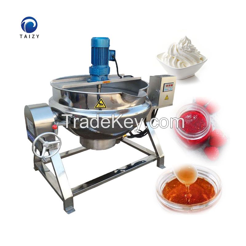 jacketed kettle electric gas steam heating planetary stirring pot industrial cooking mixer