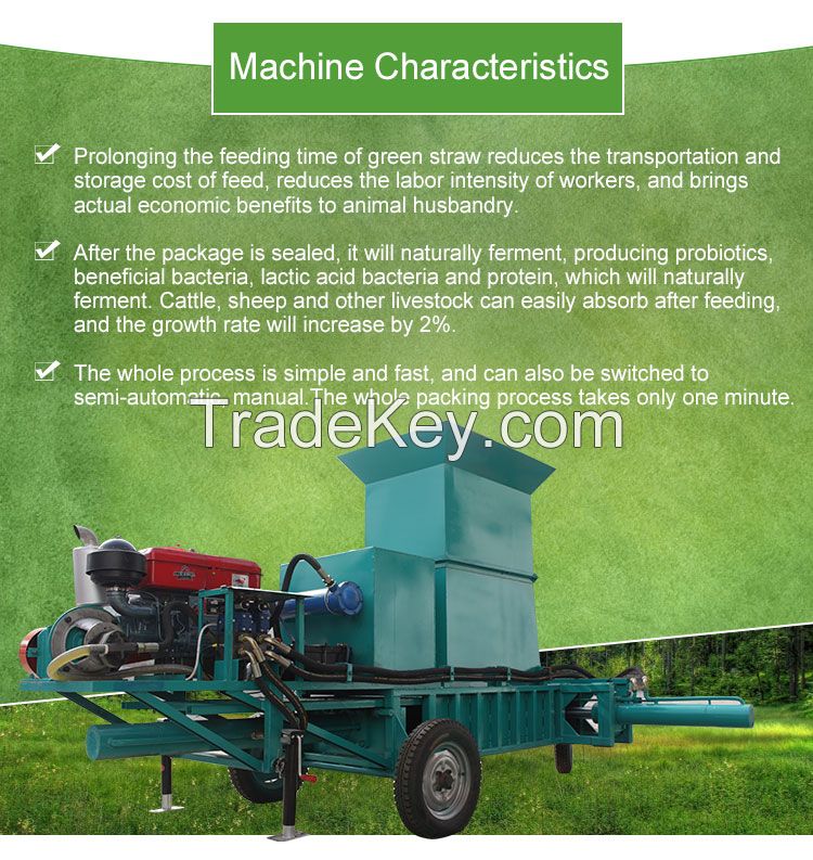 Square Hay Baler 2 Cylinder Hydraulic Corn Hay Straw Compressor Silage Packing Baler Baling Bagging Press Machine For Sale