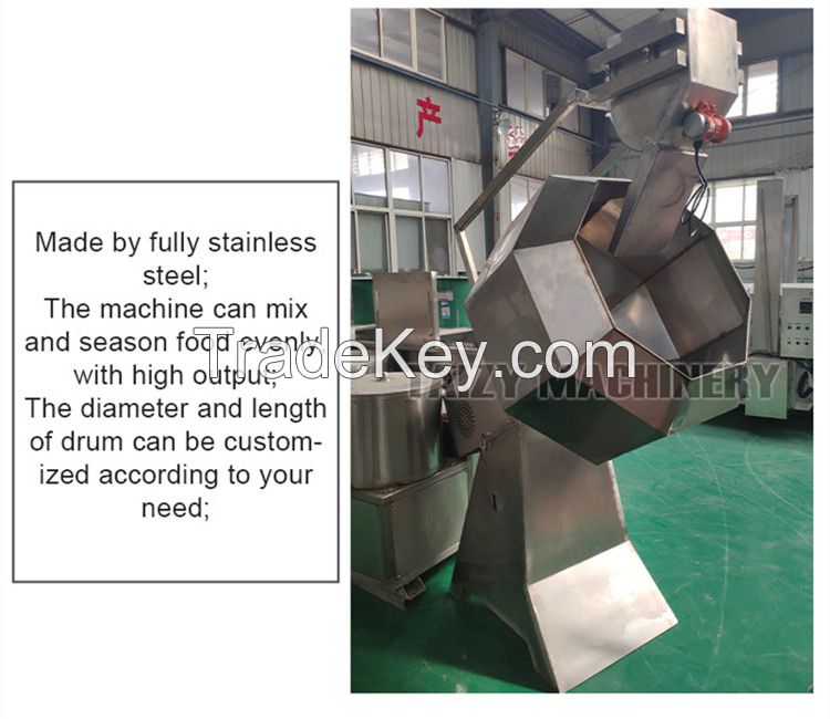 Octagonal Drum Peanut Puffed Corn Chips Flavoring Coating Machine