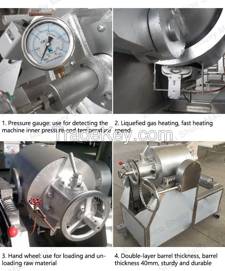 Stainless steel grain air flow puffing machine corn popping machinery airflow rice puff snacks extruder