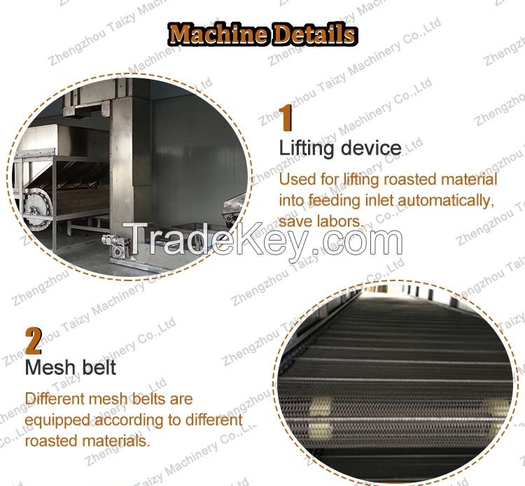 Hot Selling Stainless Steel Gas Type Conveyor Belt Peanut Roaster Continuous Nut Roasting Machine for Sale