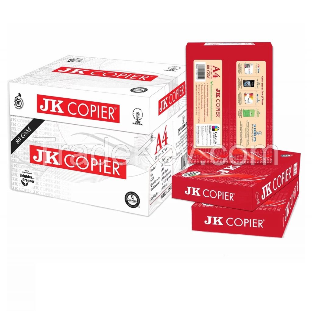 100% JK A4 Paper Price A4 size copy copier paper 80 gsm / white paper 500 Sheet Per Ream for sale