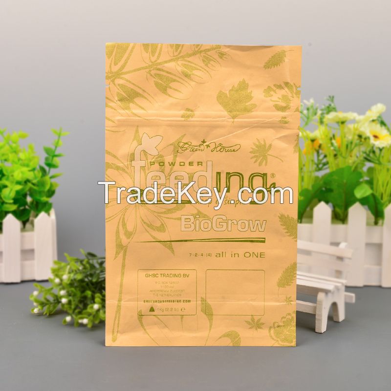 Customizable Food Grade Craft Paper Bags Stand up with Zipper