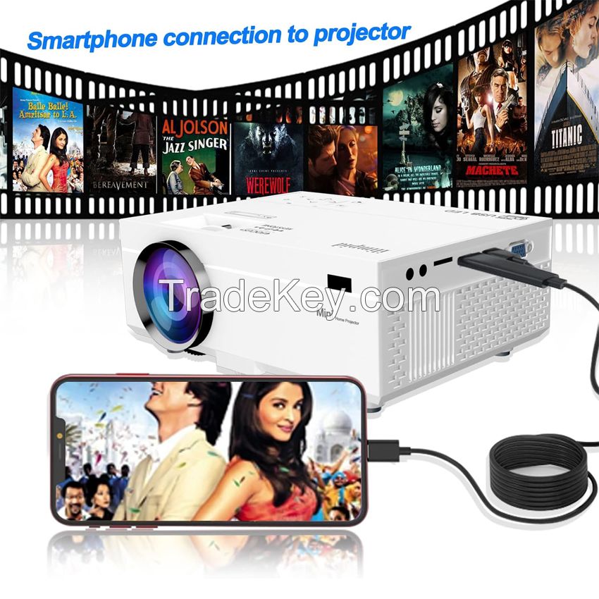 Mini Projector, Full HD 1080P Home Theater Video Projector, Compatible with HDMI/USB/VGA/AV