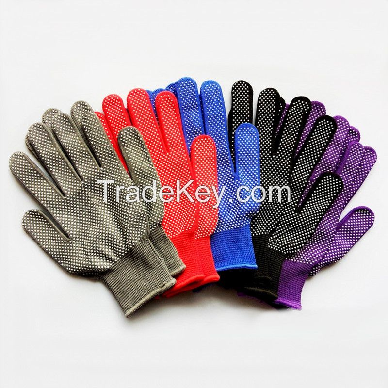 Nylon anti-slip point-gluing gloves for transporting express packages in a thin style with 13 needles and touchscreen plastic working gloves