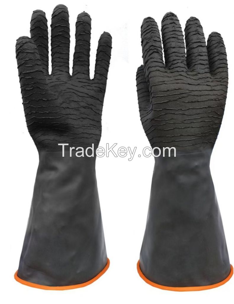 High-quality Acid and Alkali Resistant Latex Rubber Industrial Gloves Chemically Durable Household Gloves