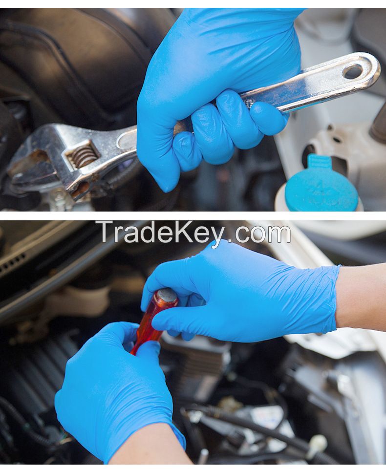 Pure Nitrile Gloves Powder Free Oil Resistant Industrial Working Glove