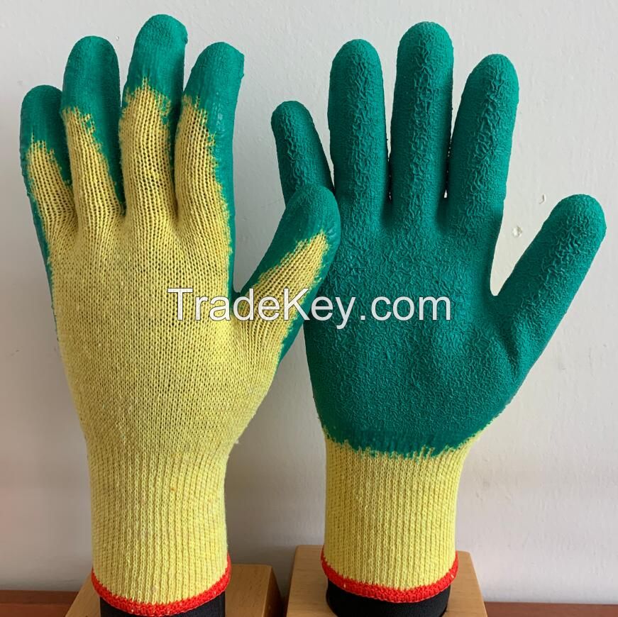 10 Gauge Cotton LIner, Latec Coated Crinkle Finished Work Gloves