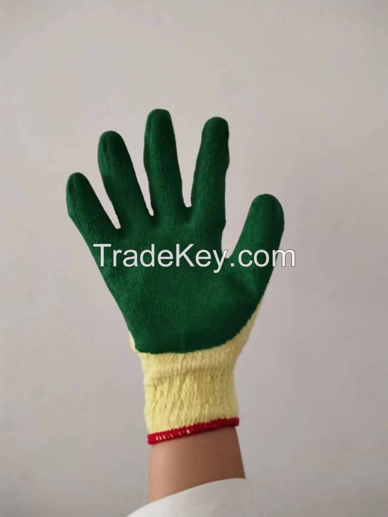 10 Gauge Cotton LIner, Latec Coated Crinkle Finished Work Gloves