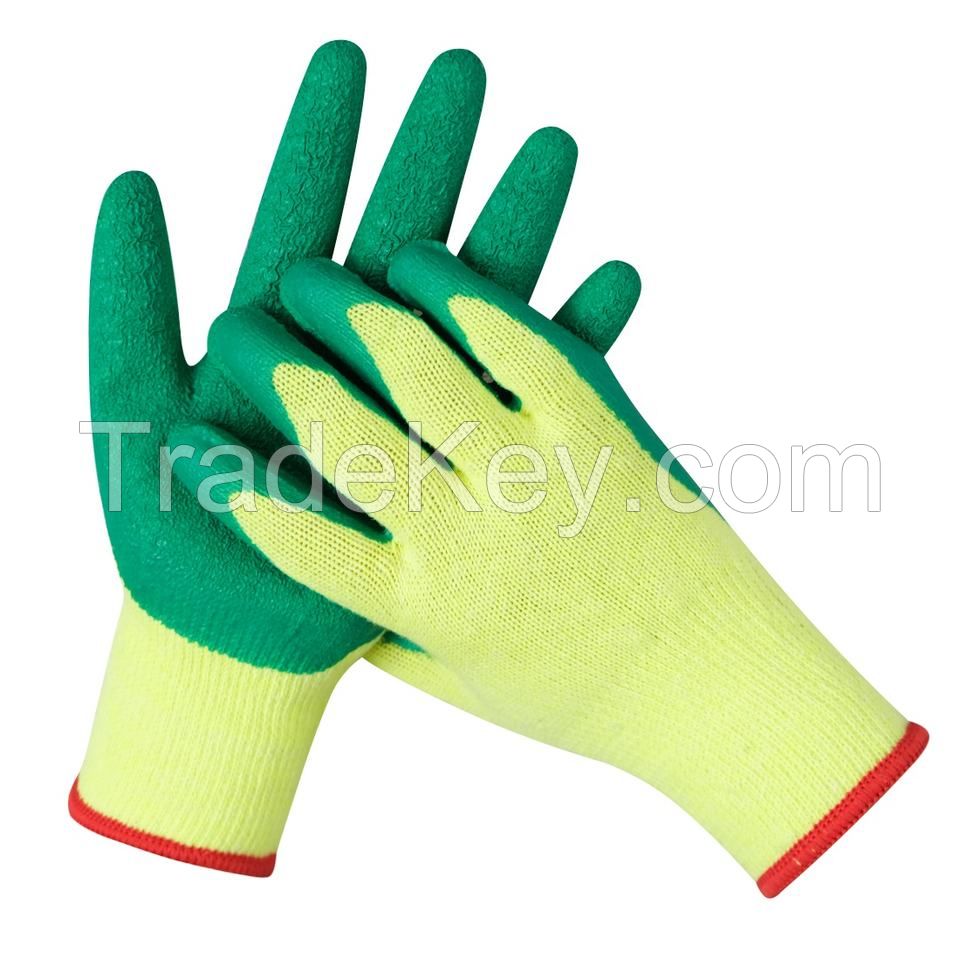 10 Gauge Cotton LIner, Latec Coated Crinkle Finished Work Gloves