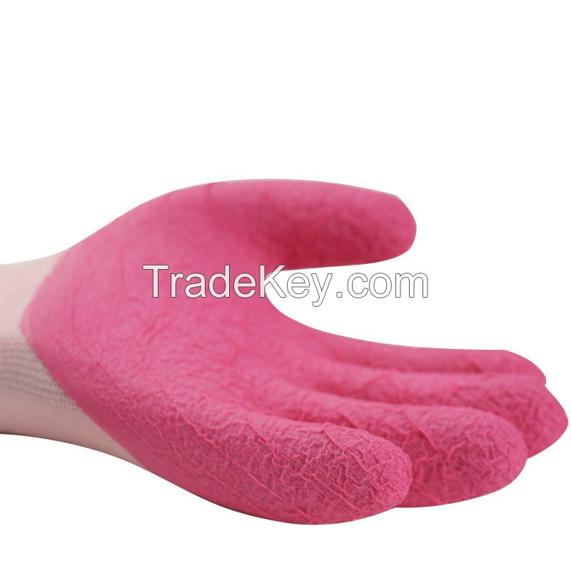  Customizable Logo Working Gloves Thirteen Needle Latex Wrinkled Garden Gloves Water-Proof Free Sample