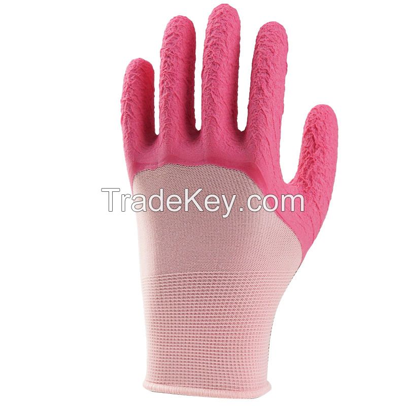  Customizable Logo Working Gloves Thirteen Needle Latex Wrinkled Garden Gloves Water-Proof Free Sample