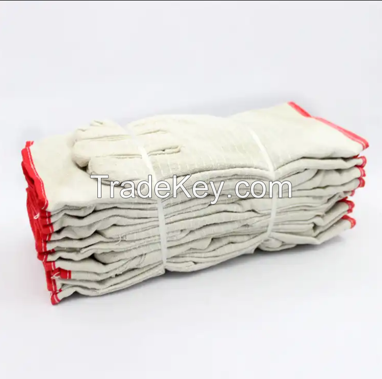 Factory-Made 24-Line Non-Slip Heat Resistant Canvas Work Safety Gloves Double-Layer Protection
