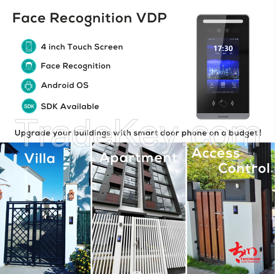2023 New IP Outdoor Video Doorphone 4.3inch Touch Screen Intercom Security System with Facial Recognition Unlock
