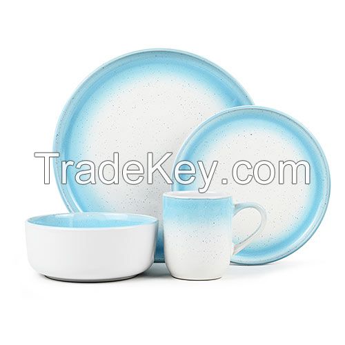 Morden Sky Blue Reactive Glaze Dinner Set 16pcs